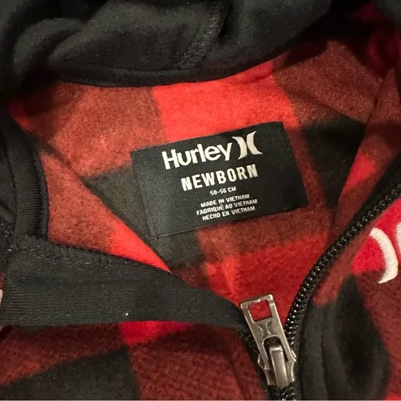 Hurley Buffalo Plaid Fleece Baby Sleeper - Picture 4 of 6